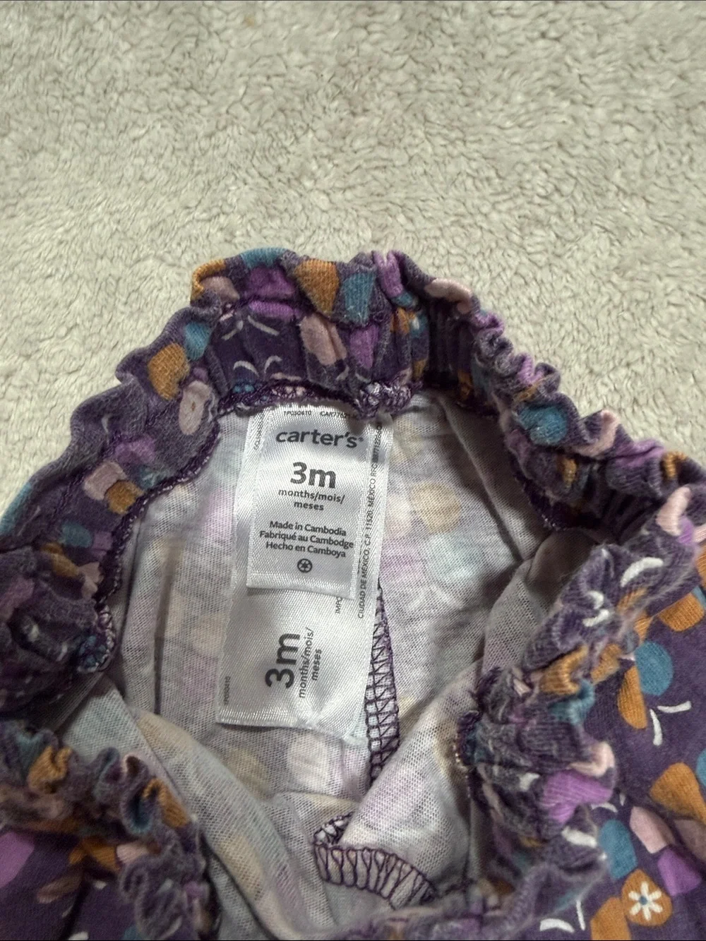 Carter's Purple Butterfly & Floral Print Pajama Bottoms